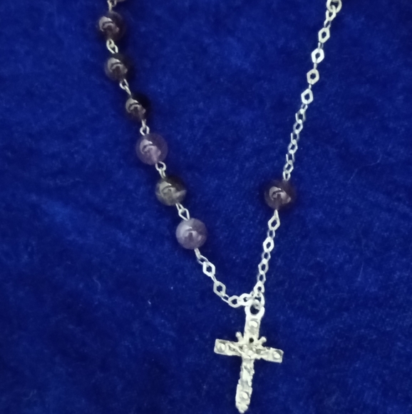 925 amethyst rosary bracelet with crucifix - Picture 6 of 13